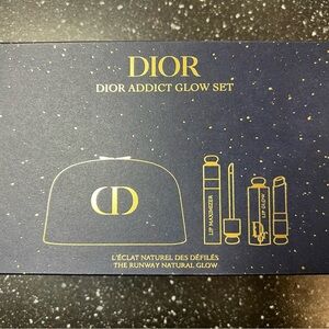 NIB Dior Addict Glow Set Lip Balm & Maximizer 001 Pink Holiday Gift w/ Pouch
